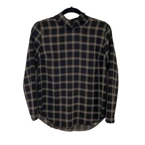 Ann Taylor Black Tan Mock Neck Printed Top XS